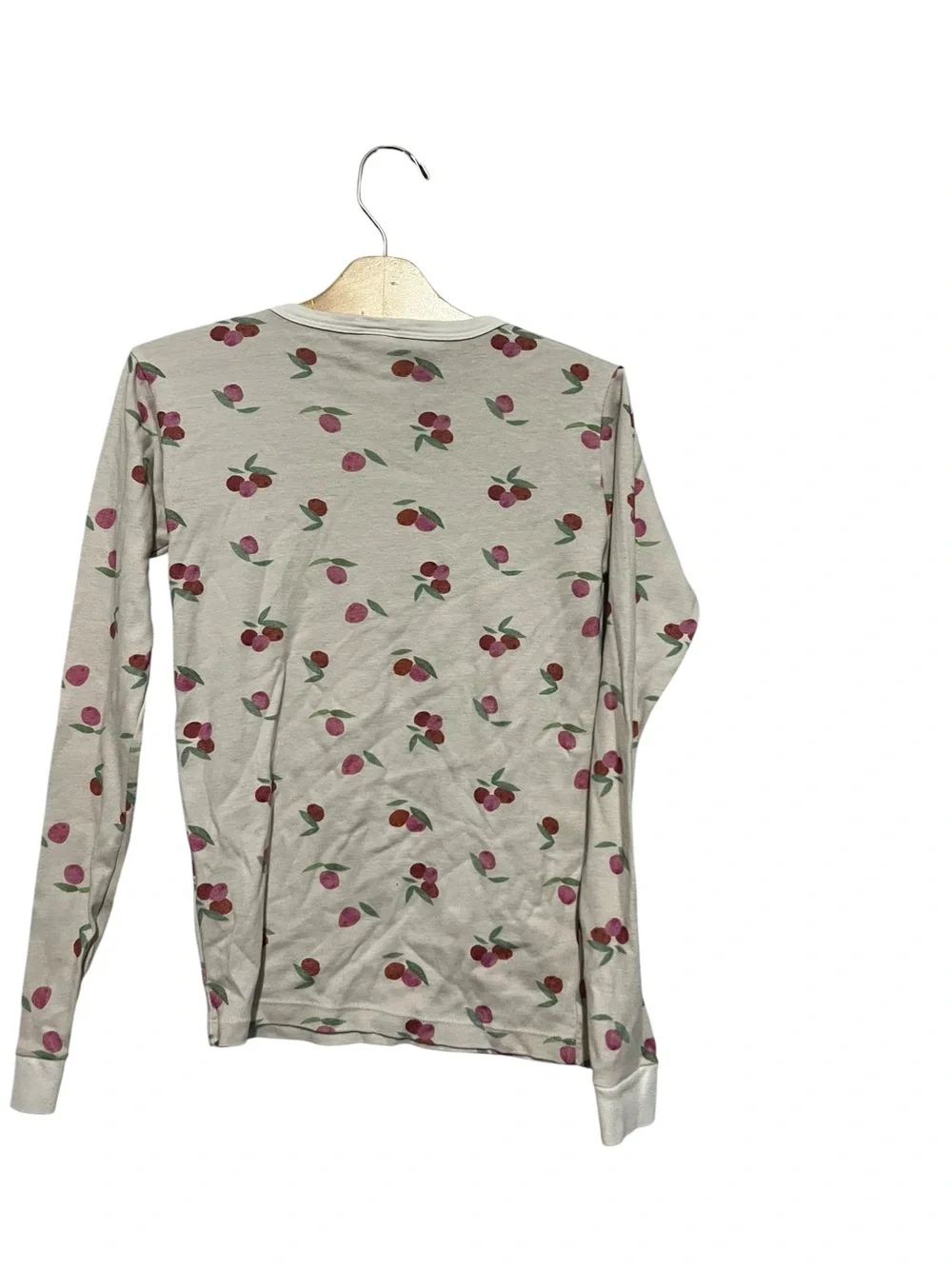 Petit Bateau Cream Pajama Set Cherry Print Girls Size 12